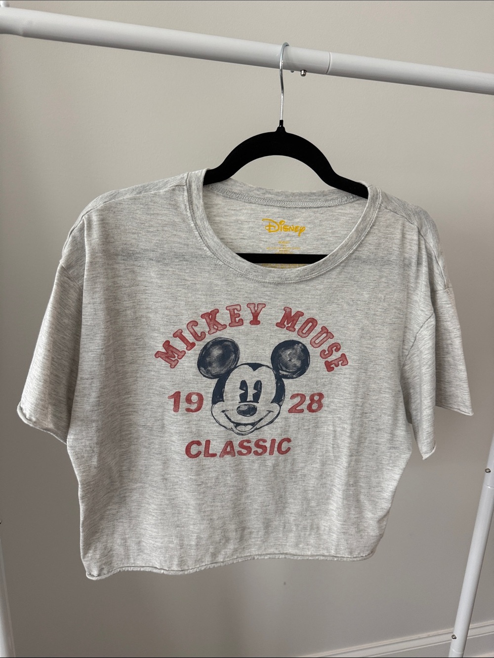 Disney Gray Mickey Mouse Classic Graphic Tee - Red Print
